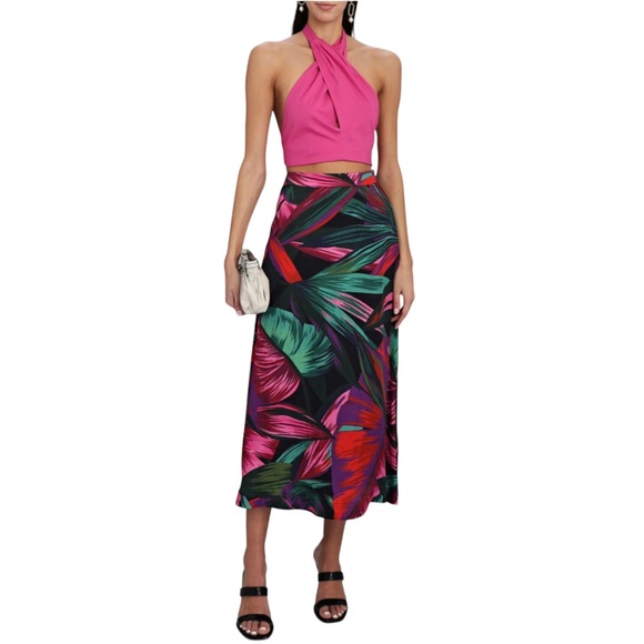 FARM Rio Dresses & Skirts - FARM RIO Midnight Leaves Lenzing™ Ecovero™ Viscose Midi Skirt